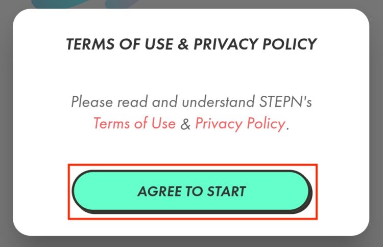 STEPNのプライバシーポリシーへの同意